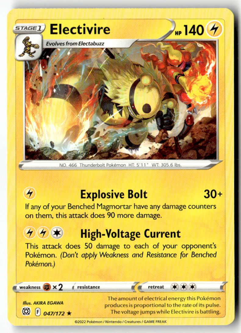 Front of Electivire 047/172 from Brilliant Stars