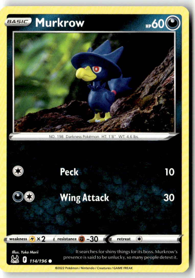 Front of Murkrow 114/196 from Lost Origin