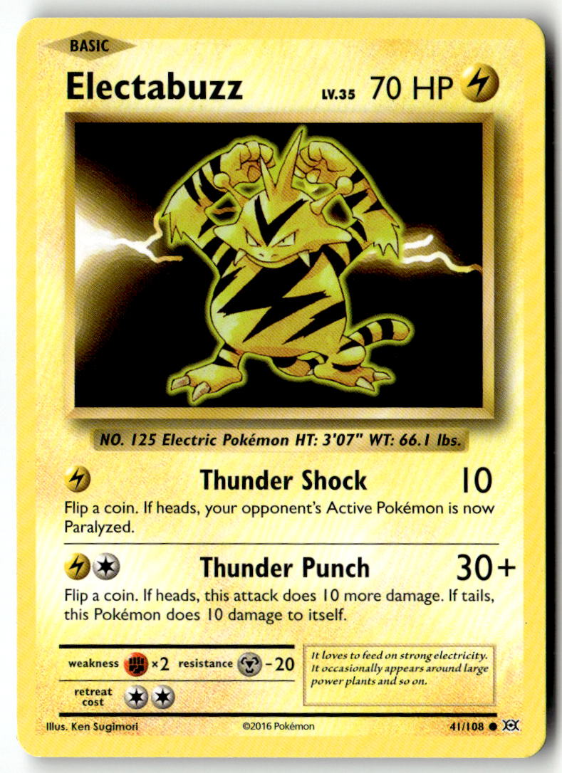 Front of Electabuzz 41/108 from XY - Evolutions