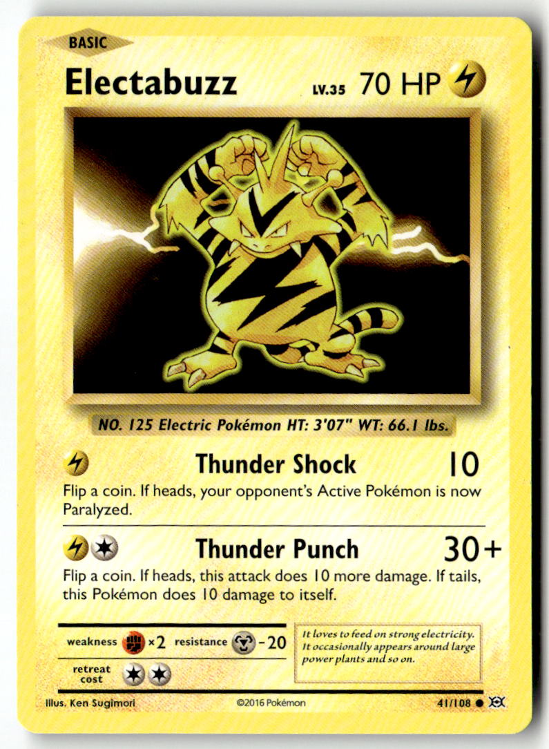 Front of Electabuzz 41/108 from XY - Evolutions