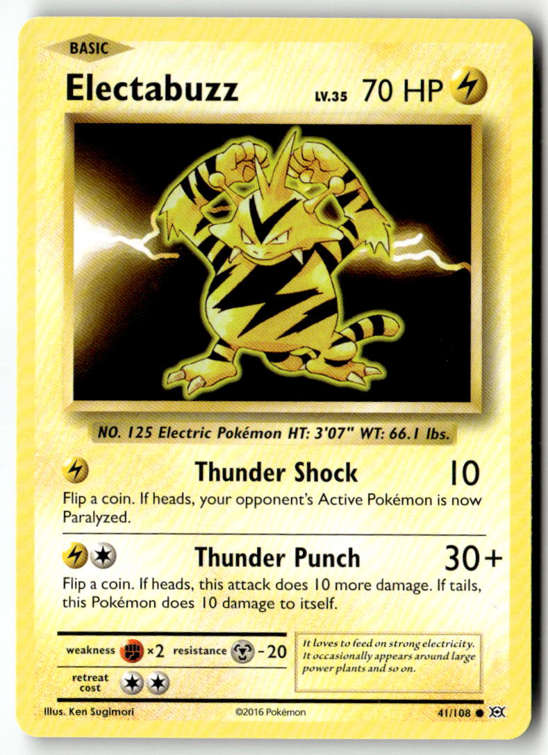 Front of Electabuzz 41/108 from XY - Evolutions