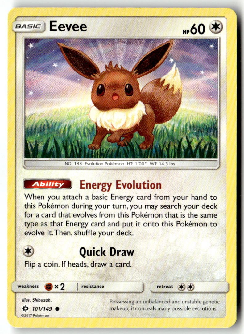 Front of Eevee 101/149 from SM Base Set