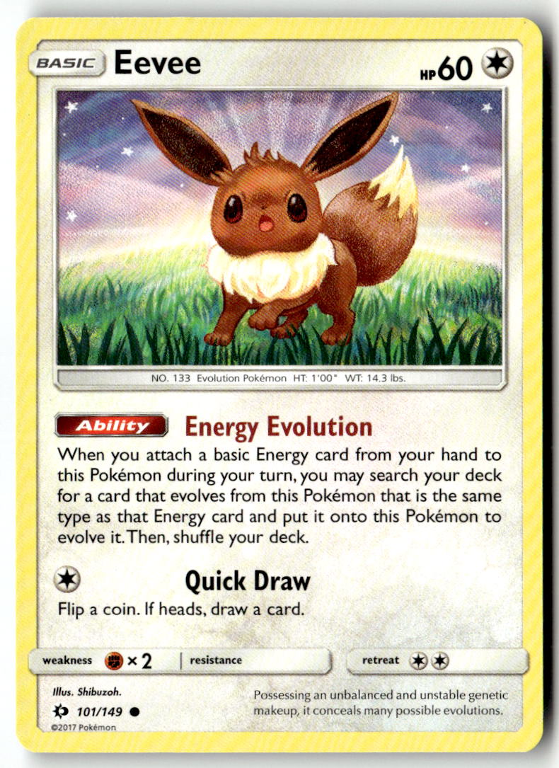 Front of Eevee 101/149 from SM Base Set
