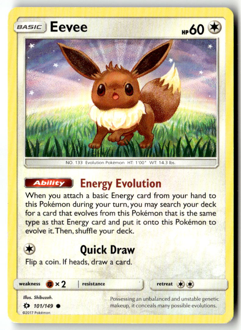 Front of Eevee 101/149 from SM Base Set