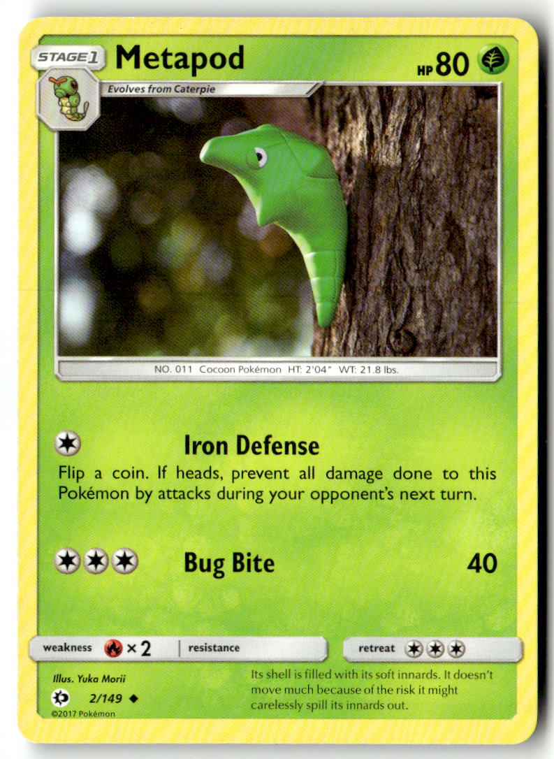 Front of Metapod 2/149 from SM Base Set