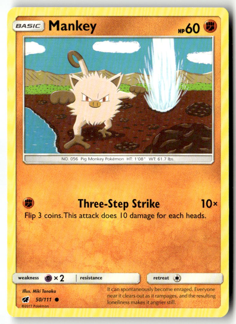 Front of Mankey 50/111 from SM - Crimson Invasion