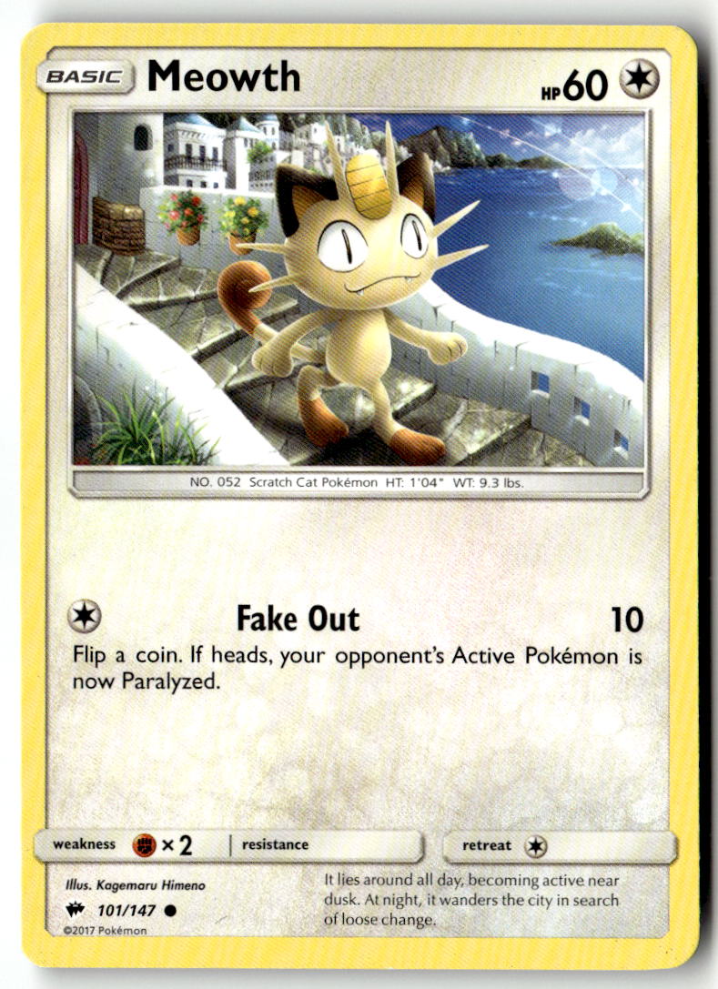 Front of Meowth 101/147 from SM - Burning Shadows