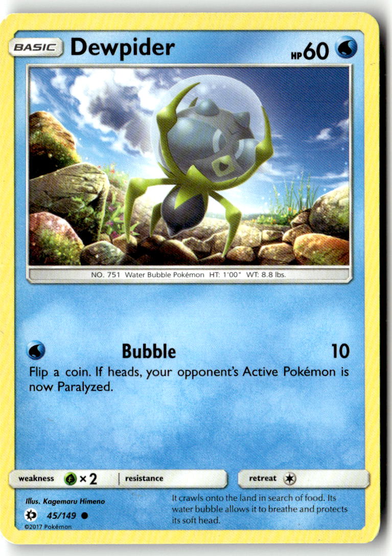Front of Dewpider 45/149 from SM Base Set