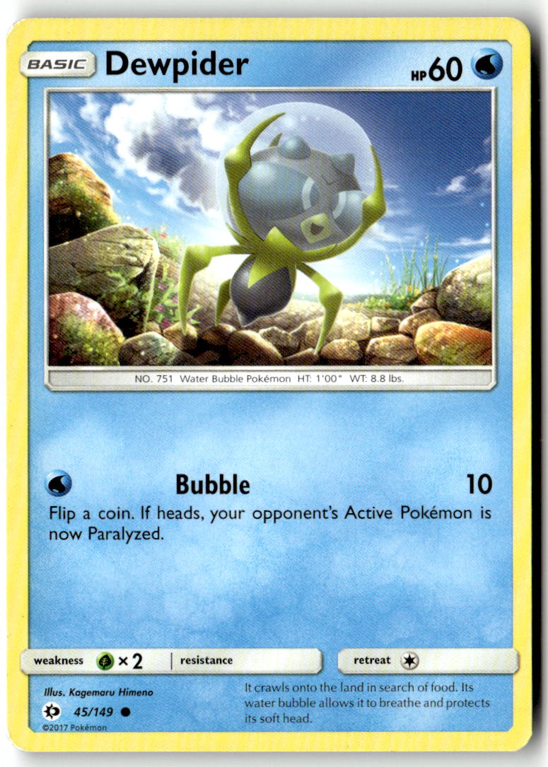 Front of Dewpider 45/149 from SM Base Set