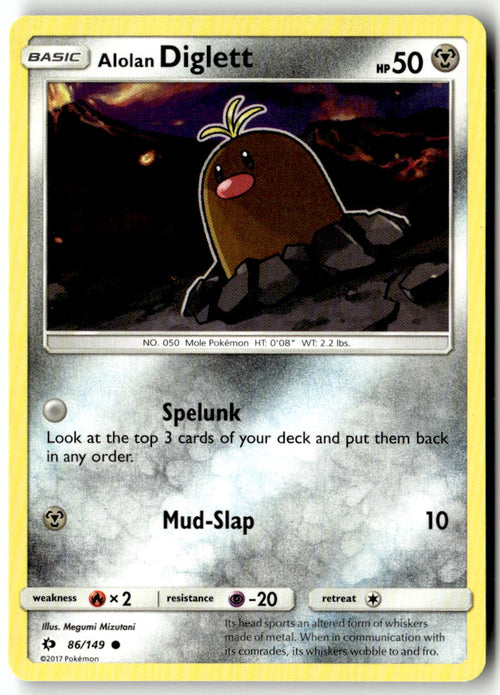 Front of Alolan Diglett 86/149 from SM Base Set