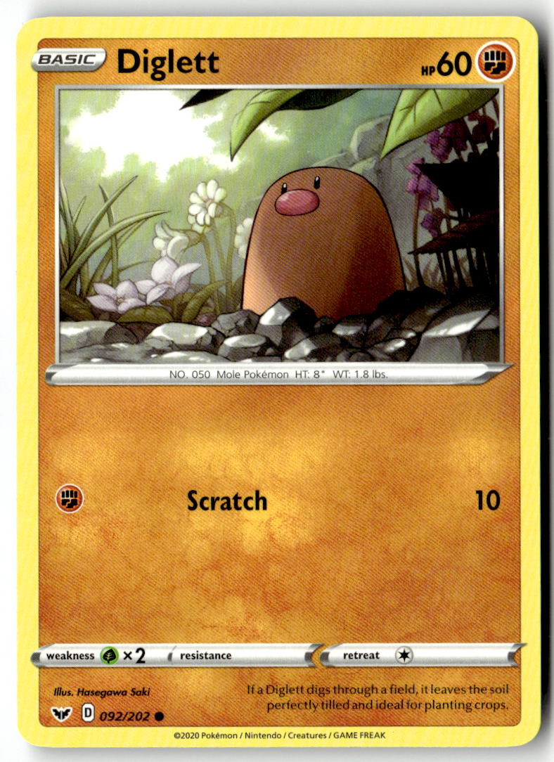 Front of Diglett 092/202 from Sword & Shield Base Set