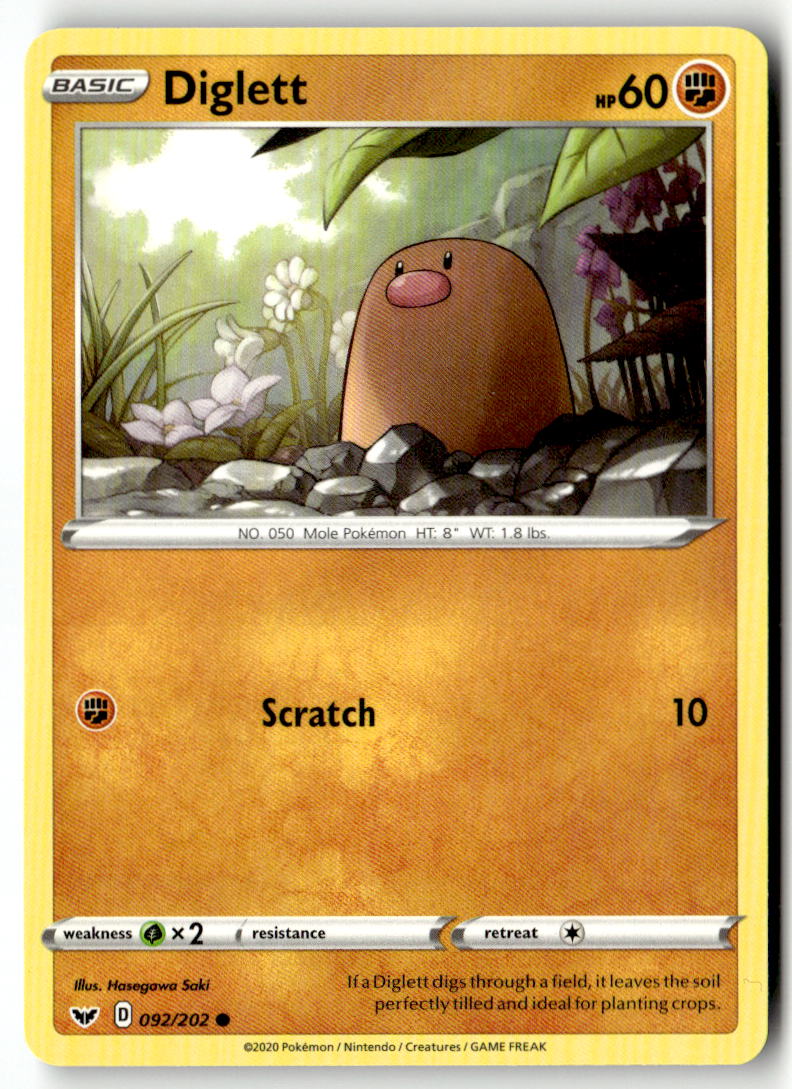 Front of Diglett 092/202 from Sword & Shield Base Set