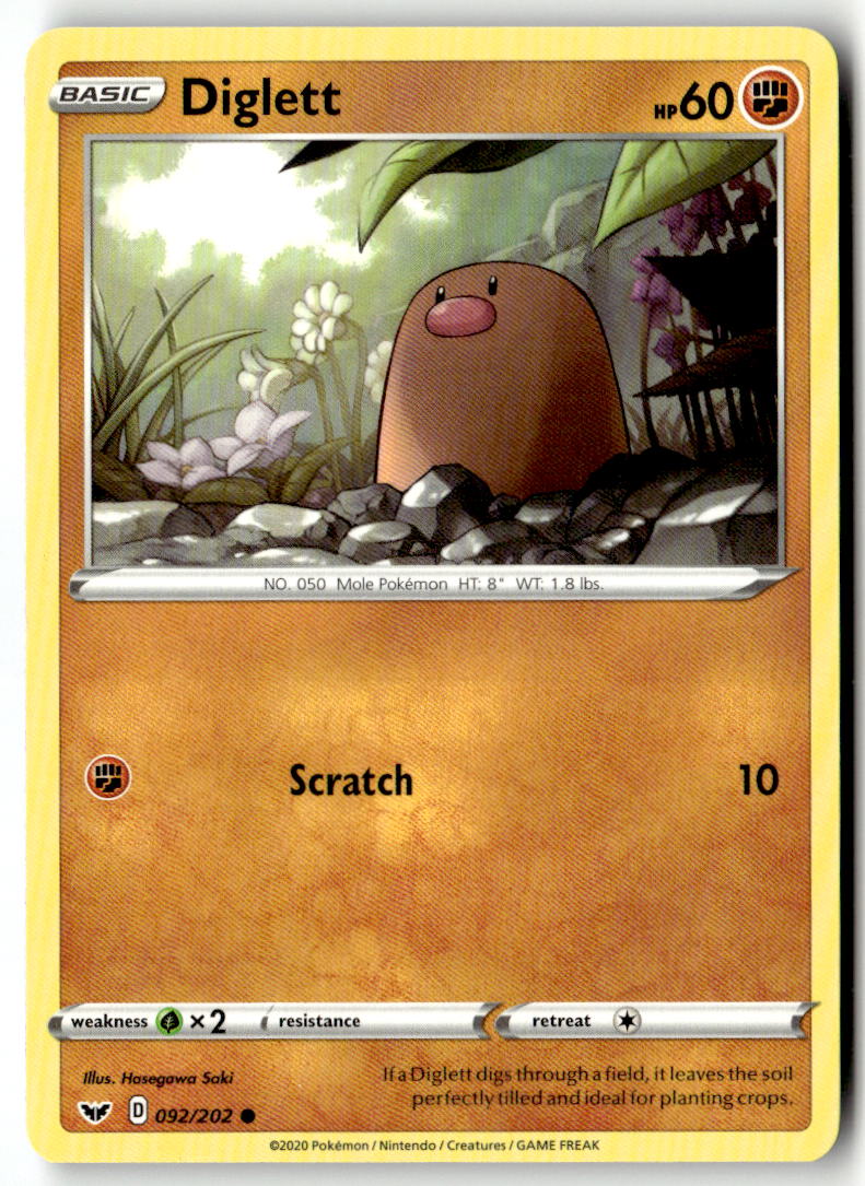 Front of Diglett 092/202 from Sword & Shield Base Set