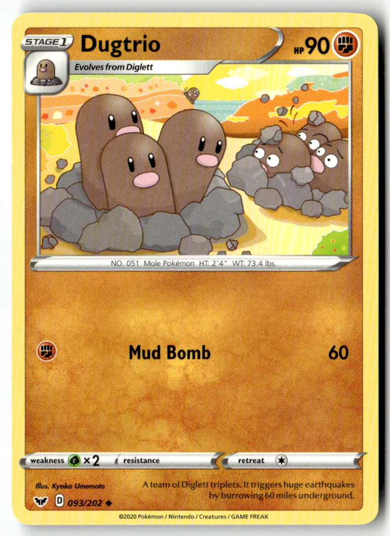 Front of Dugtrio 093/202 from Sword & Shield Base Set