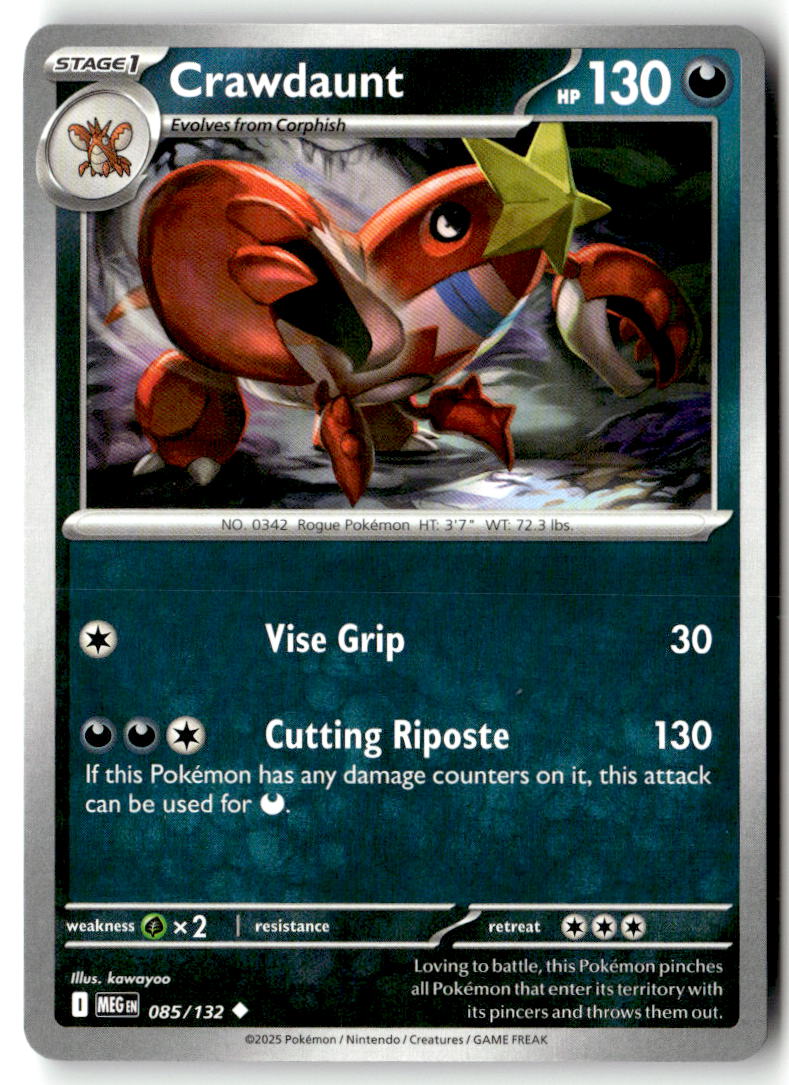 Front of Crawdaunt 085/132 from Mega Evolution