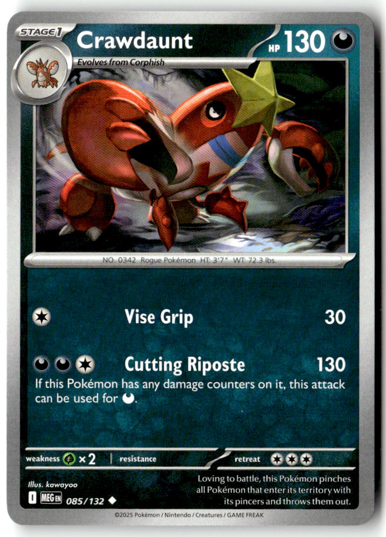 Front of Crawdaunt 085/132 from Mega Evolution