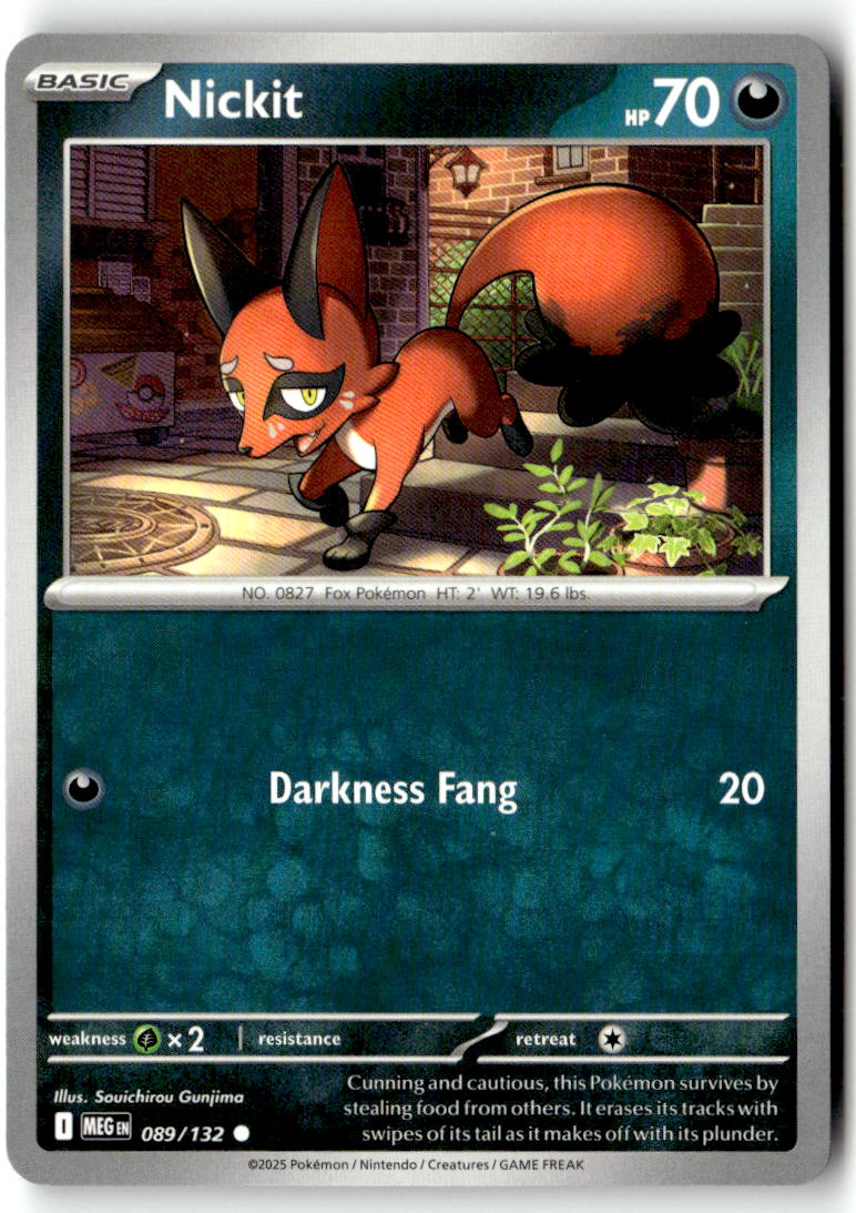 Front of Nickit 089/132 from Mega Evolution
