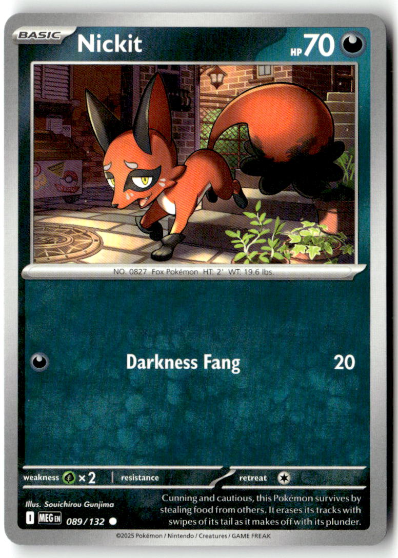 Front of Nickit 089/132 from Mega Evolution