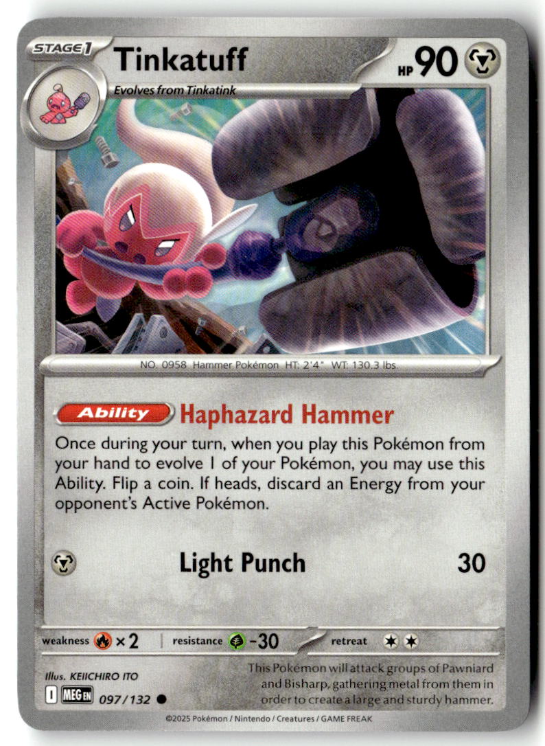 Front of Tinkatuff 097/132 from Mega Evolution