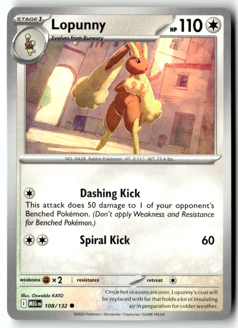 Front of Lopunny 108/132 from Mega Evolution