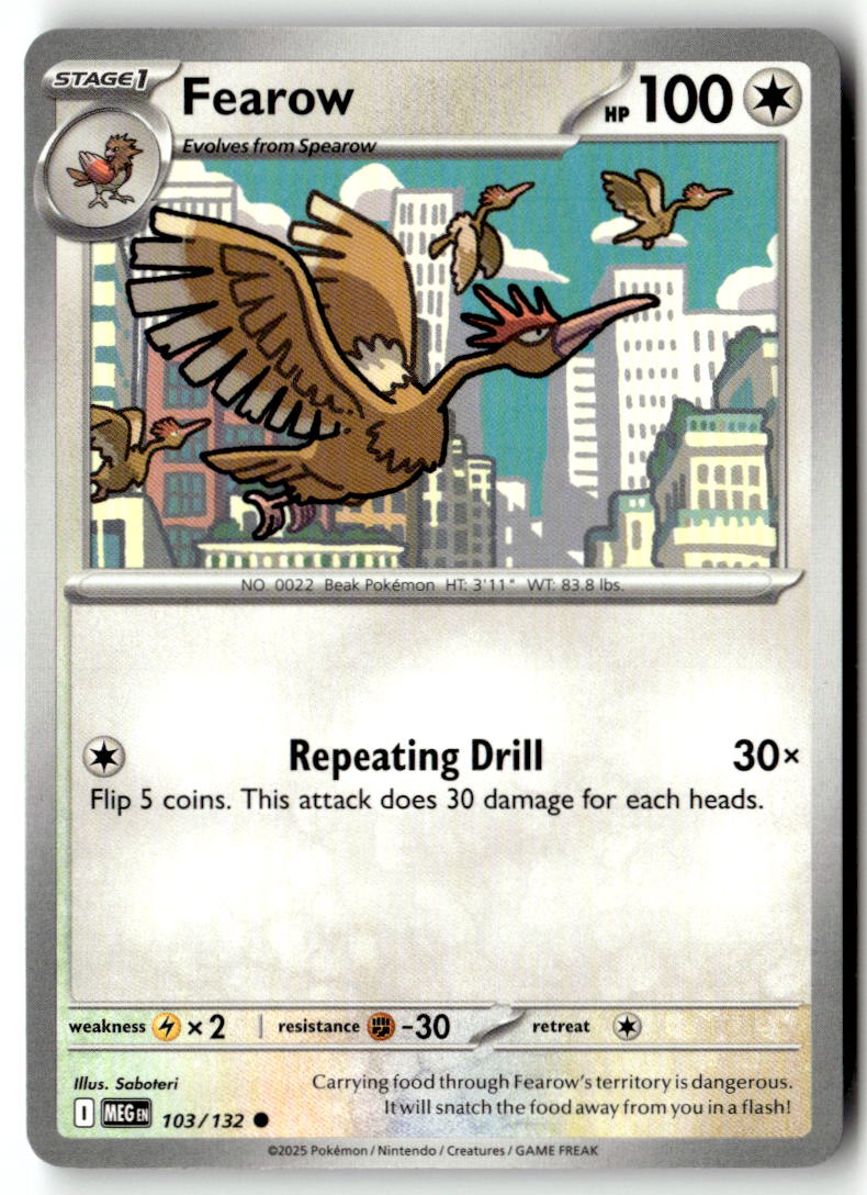 Front of Fearow 103/132 from Mega Evolution