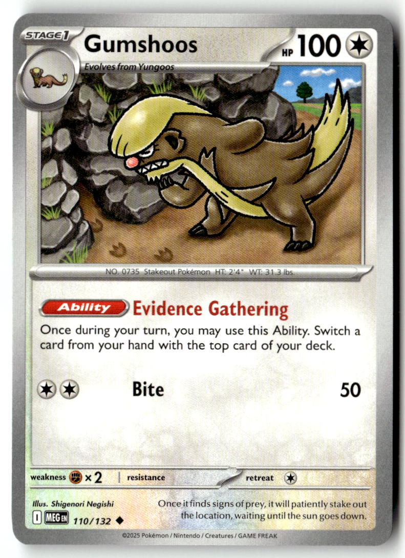 Front of Gumshoos 110/132 from Mega Evolution