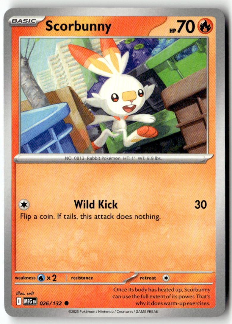 Front of Scorbunny 026/132 from Mega Evolution