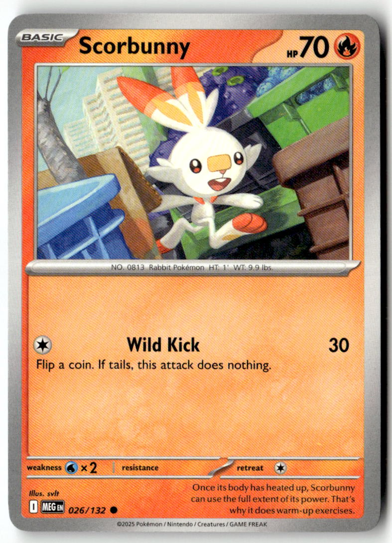 Front of Scorbunny 026/132 from Mega Evolution