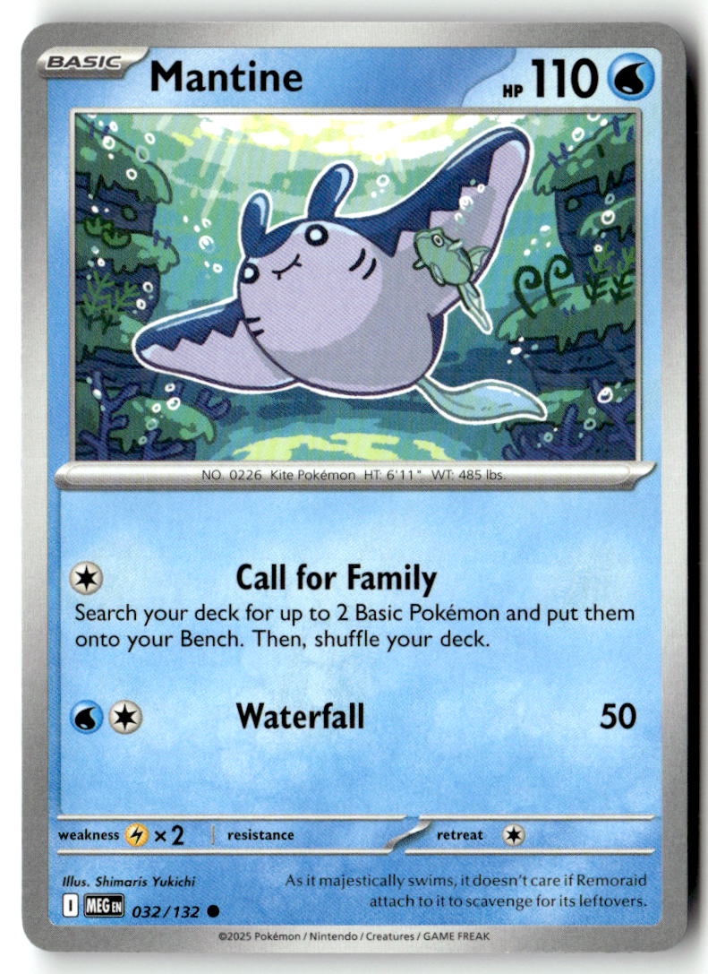 Front of Mantine 032/132 from Mega Evolution