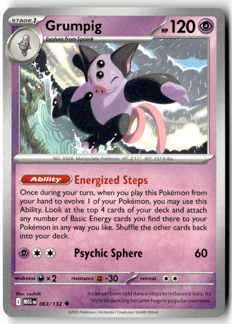 Front of Grumpig 063/132 from Mega Evolution