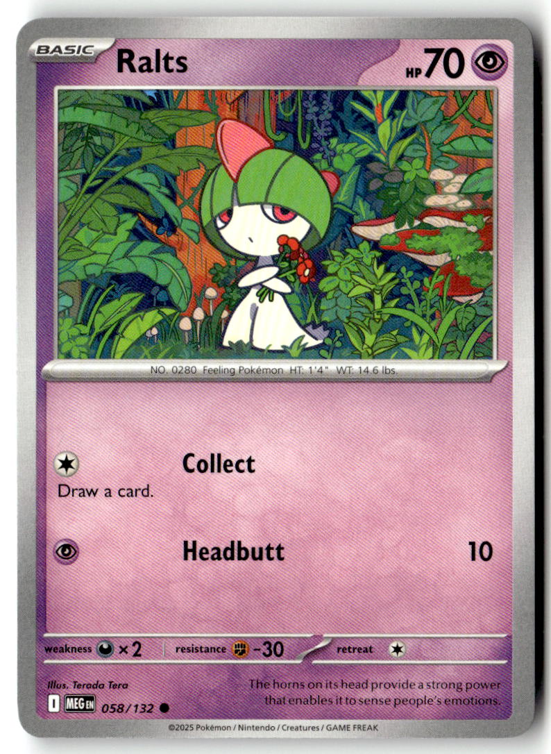 Front of Ralts 058/132 from Mega Evolution