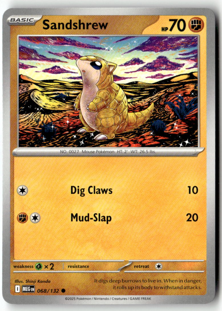 Front of Sandshrew 068/132 from Mega Evolution