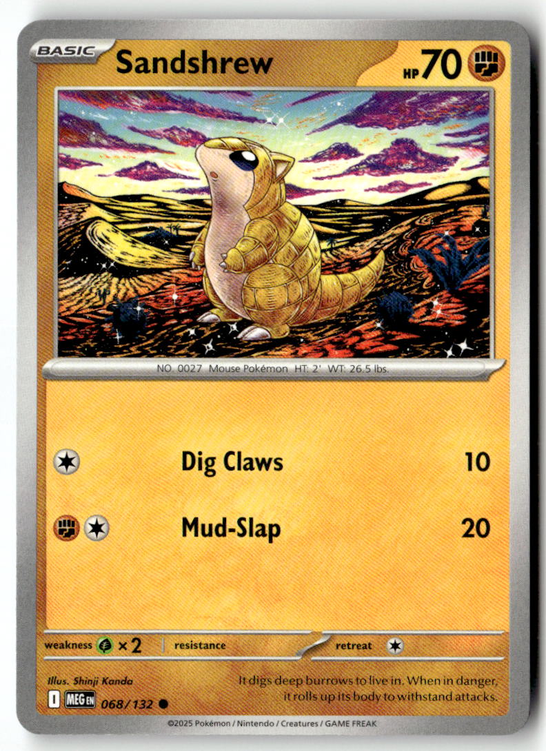 Front of Sandshrew 068/132 from Mega Evolution