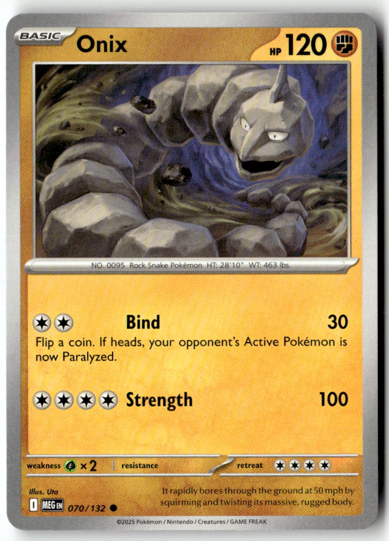 Front of Onix 070/132 from Mega Evolution