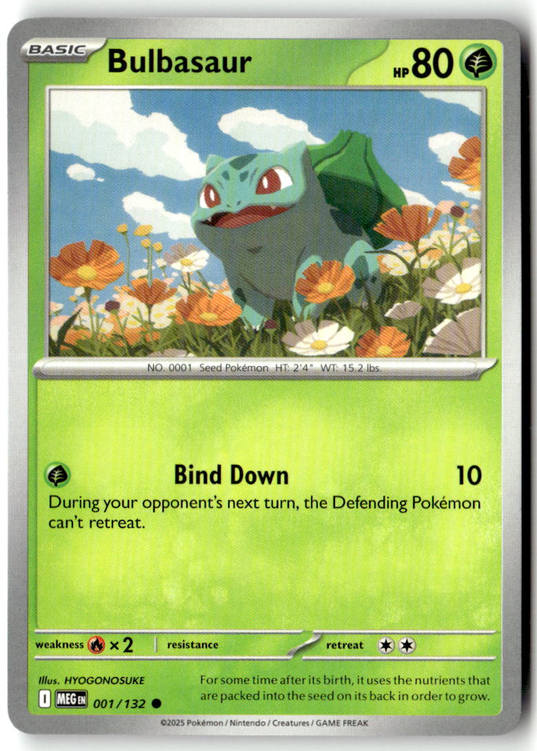 Front of Bulbasaur 001/132 from Mega Evolution