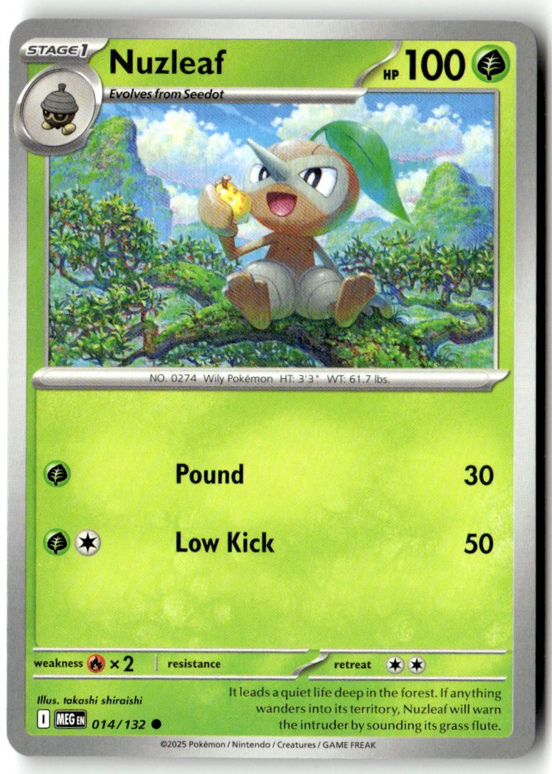 Front of Nuzleaf 014/132 from Mega Evolution