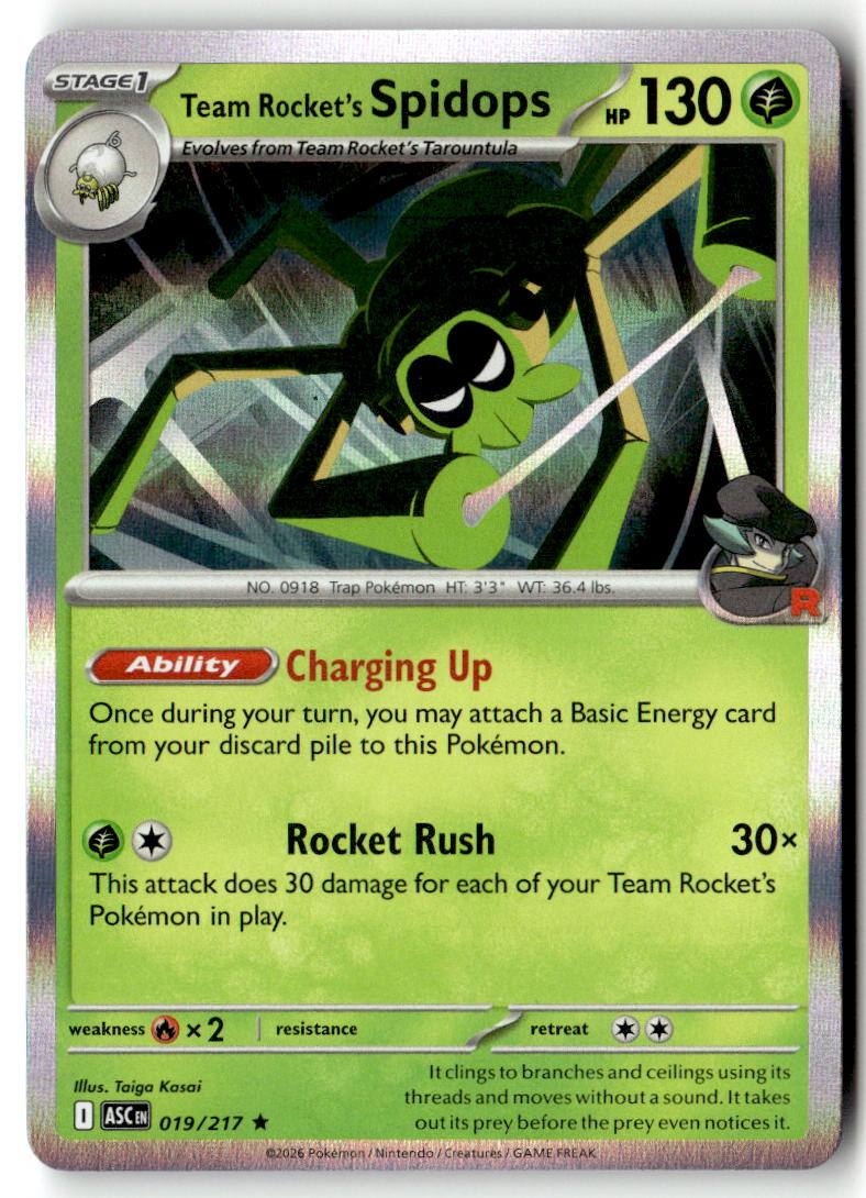 Front of Team Rocket's Spidops 019/217 from Ascended Heroes