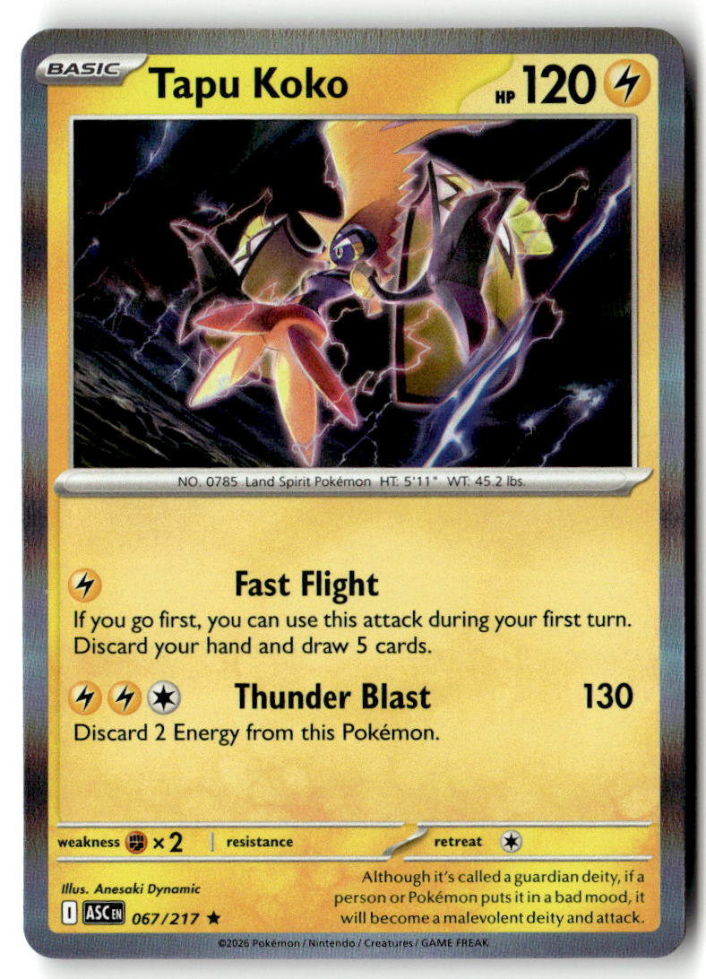Front of Tapu Koko 067/217 from Ascended Heroes