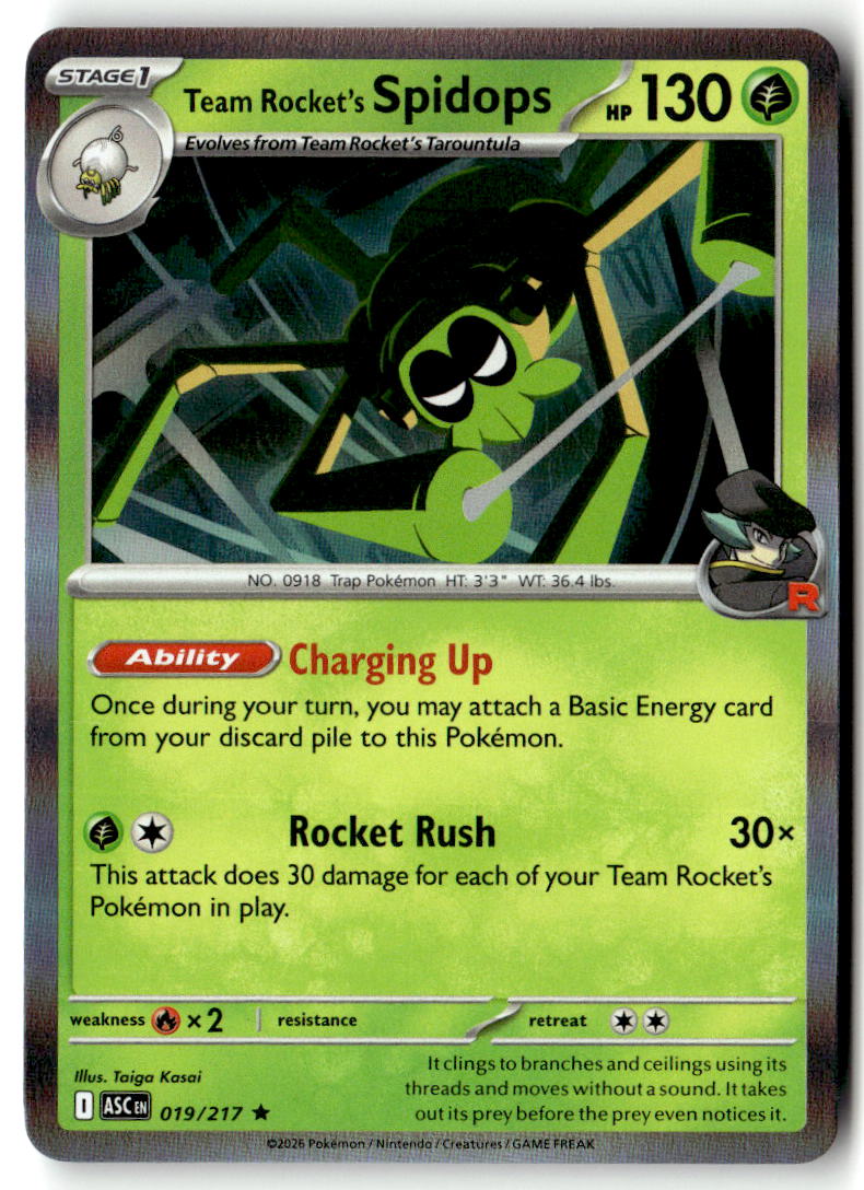 Front of Team Rocket's Spidops 019/217 from Ascended Heroes