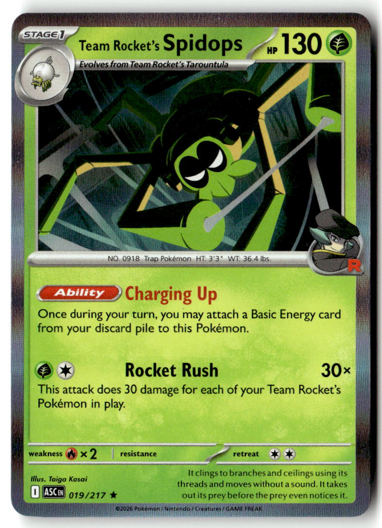 Front of Team Rocket's Spidops 019/217 from Ascended Heroes