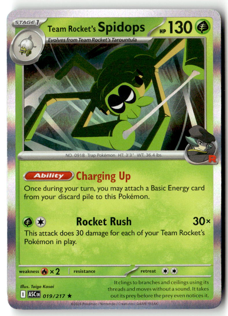 Front of Team Rocket's Spidops 019/217 from Ascended Heroes