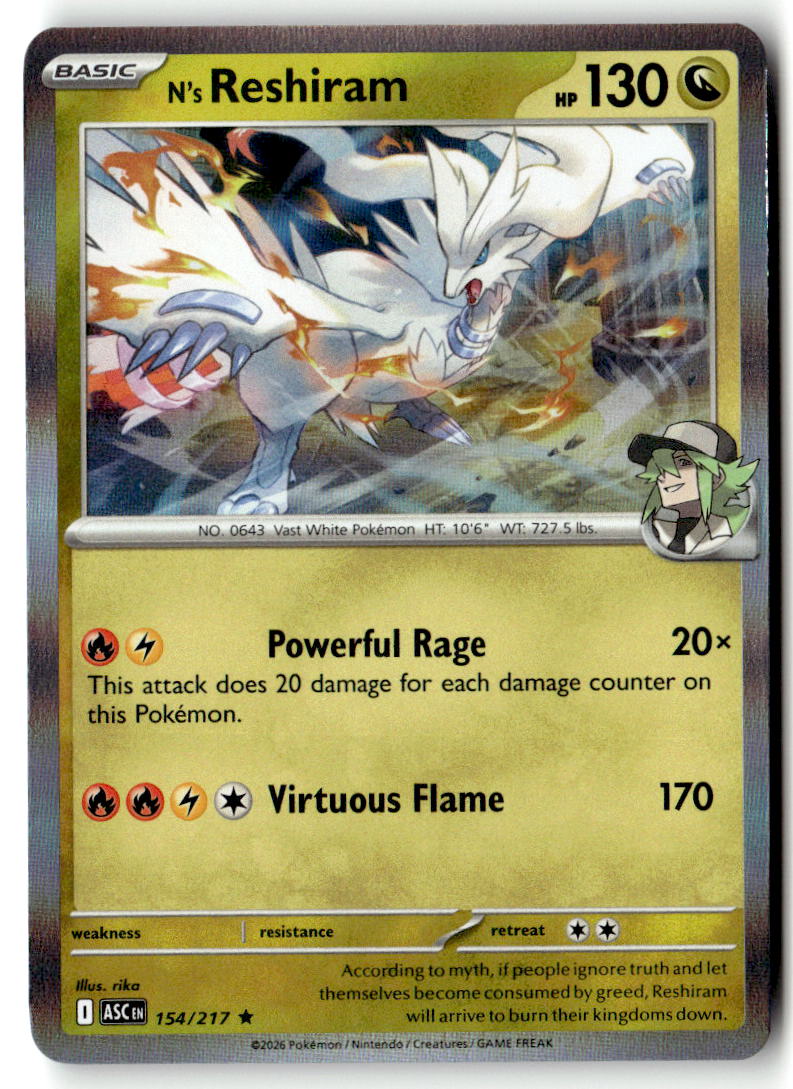 Front of N's Reshiram 154/217 from Ascended Heroes