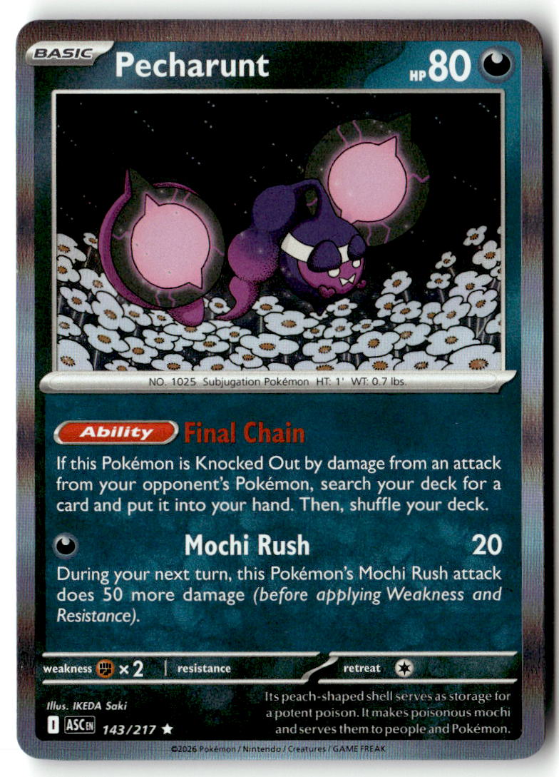 Front of Pecharunt 143/217 from Ascended Heroes