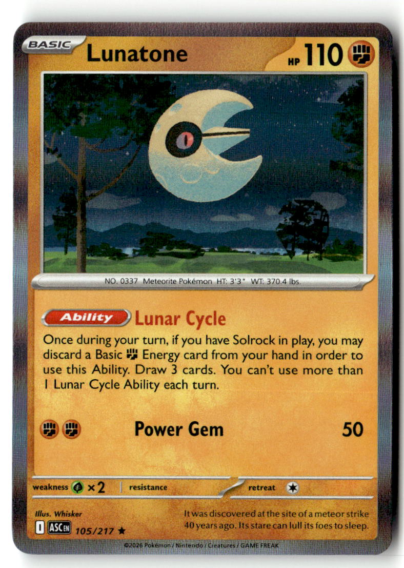 Front of Lunatone 105/217 from Ascended Heroes