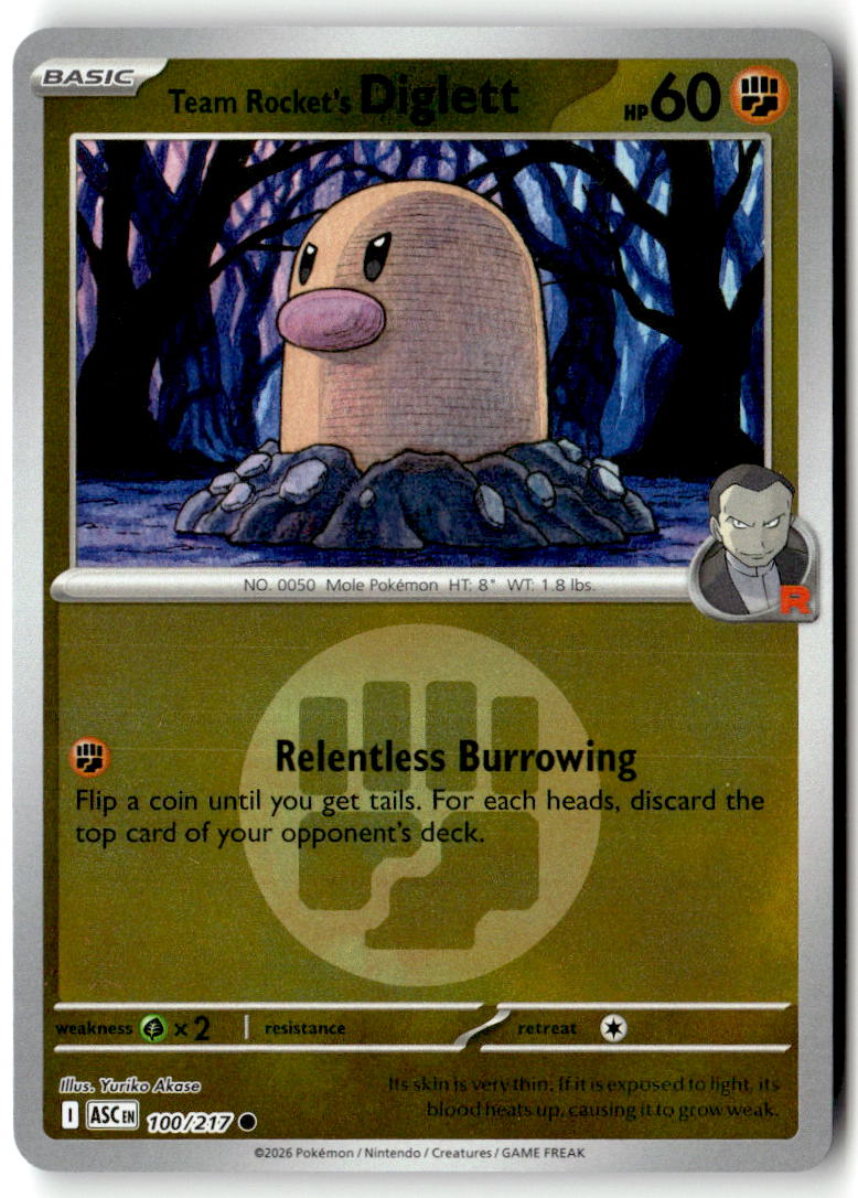 Front of Team Rocket's Diglett (Energy Symbol Pattern) 100/217 from Ascended Heroes