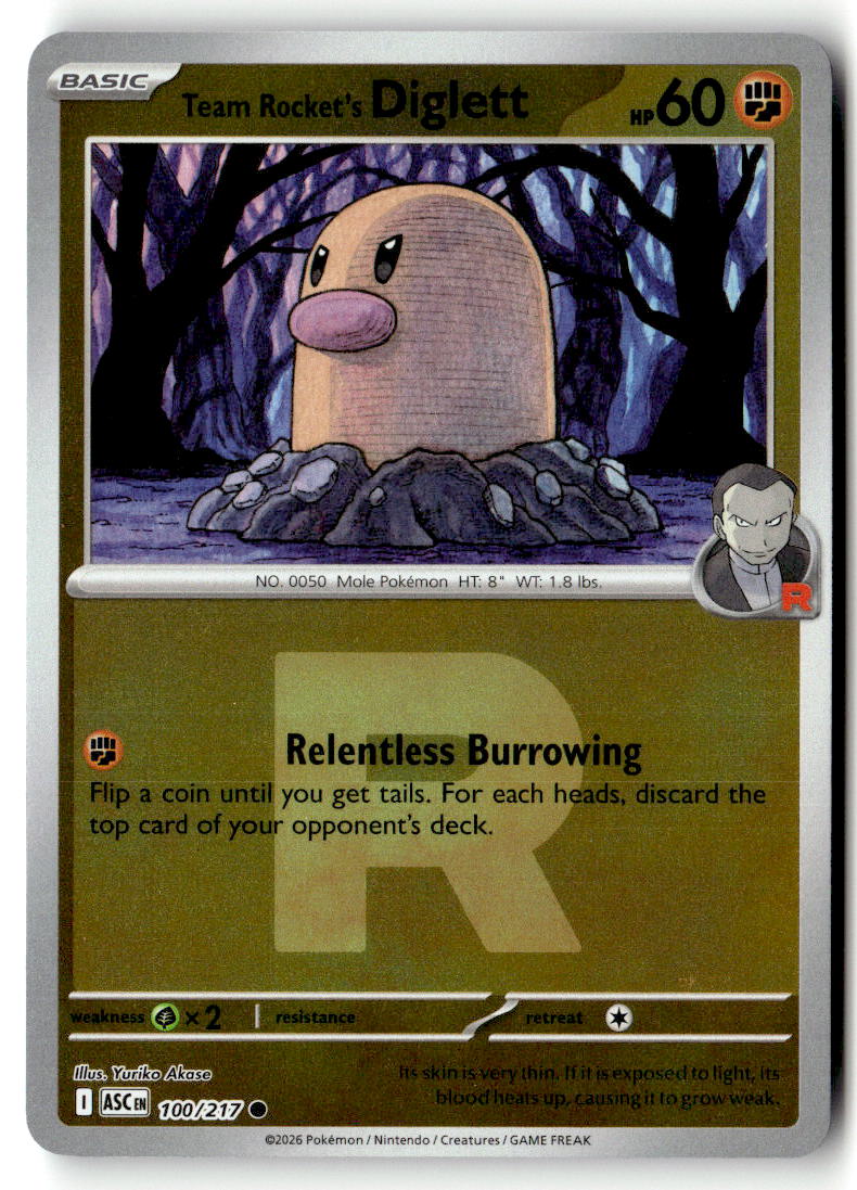 Front of Team Rocket's Diglett 100/217 from Ascended Heroes