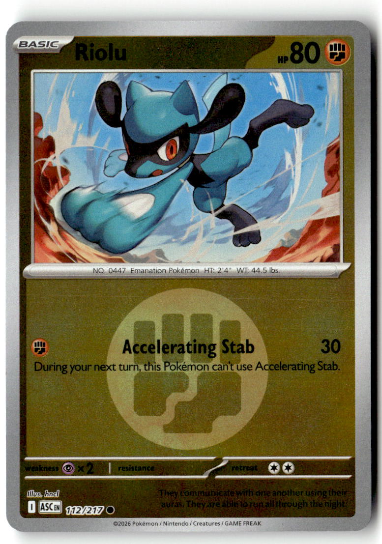 Front of Riolu (Energy Symbol Pattern) 112/217 from Ascended Heroes