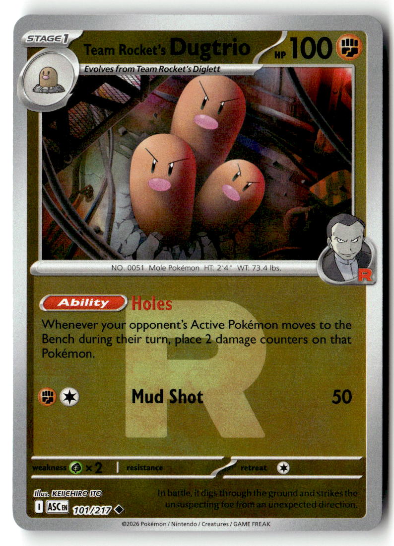 Front of Team Rocket's Dugtrio - 101/217 (Team Rocket) 101/217 from Ascended Heroes