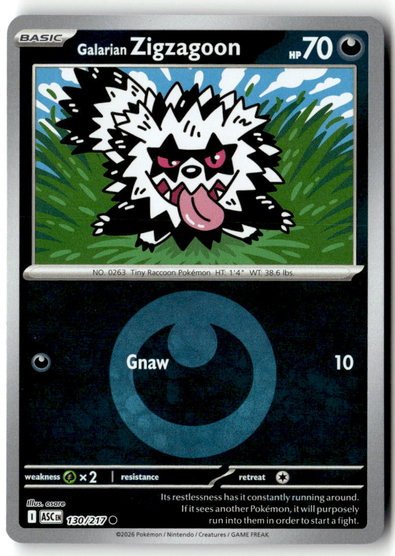 Front of Galarian Zigzagoon (Energy Symbol Pattern) 130/217 from Ascended Heroes