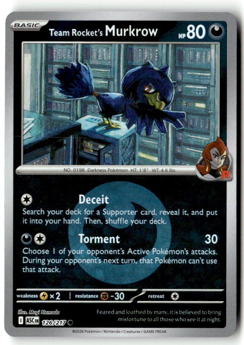 Front of Team Rocket's Murkrow (Energy Symbol Pattern) 126/217 from Ascended Heroes